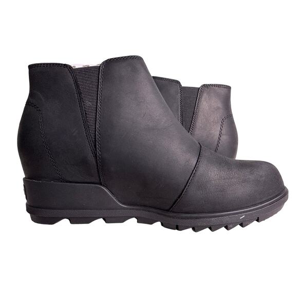 Sorel Evie Zip Bootie Wedge Women's 9.5 Waterproof Leather Black Sea Salt - Picture 4 of 11